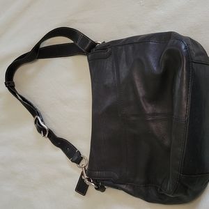 Coach Chelsea Black Leather Turnlock Duffle Flap Shouler Bag F14896